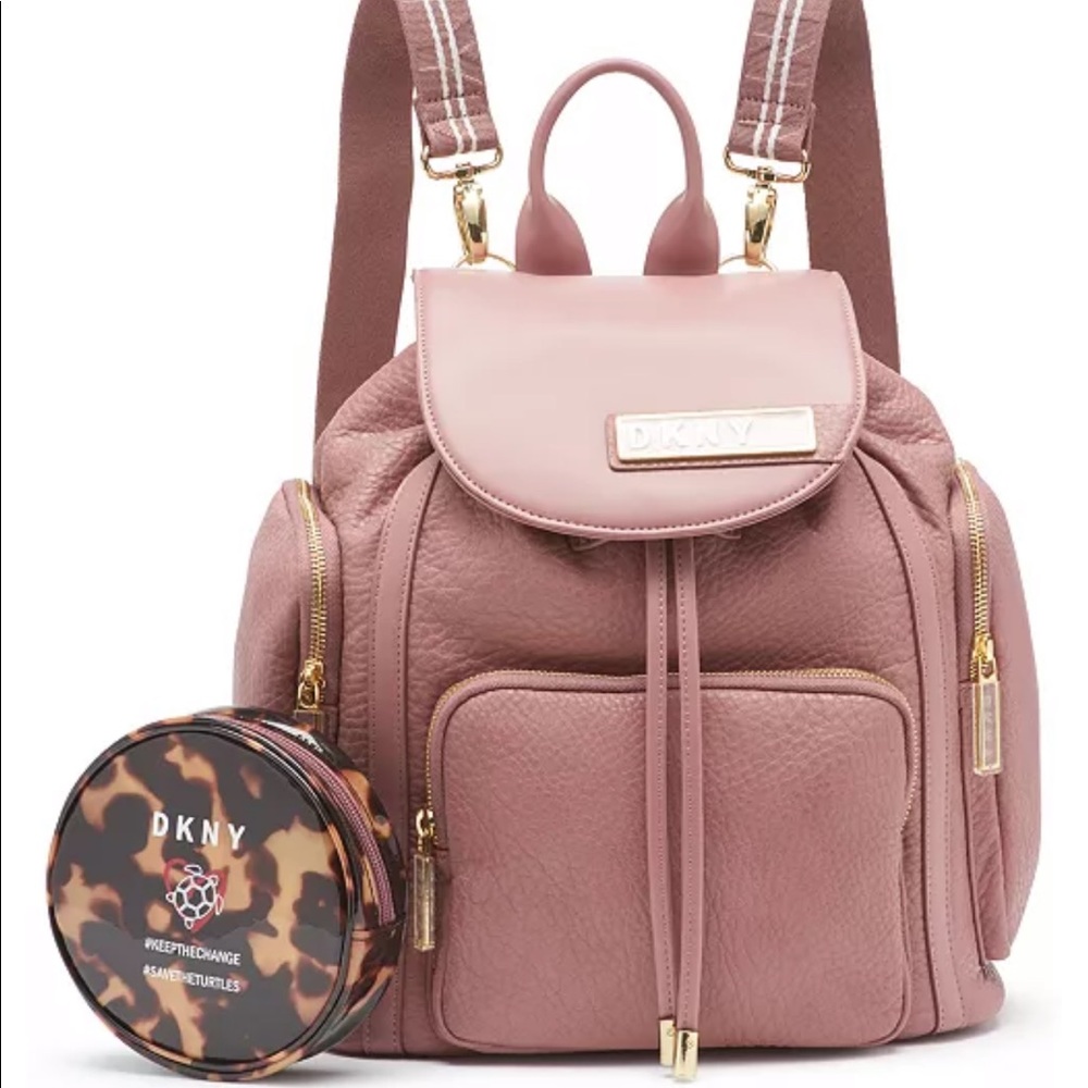 DKNY Dusty Rose Rapture Pink Leather Backpack